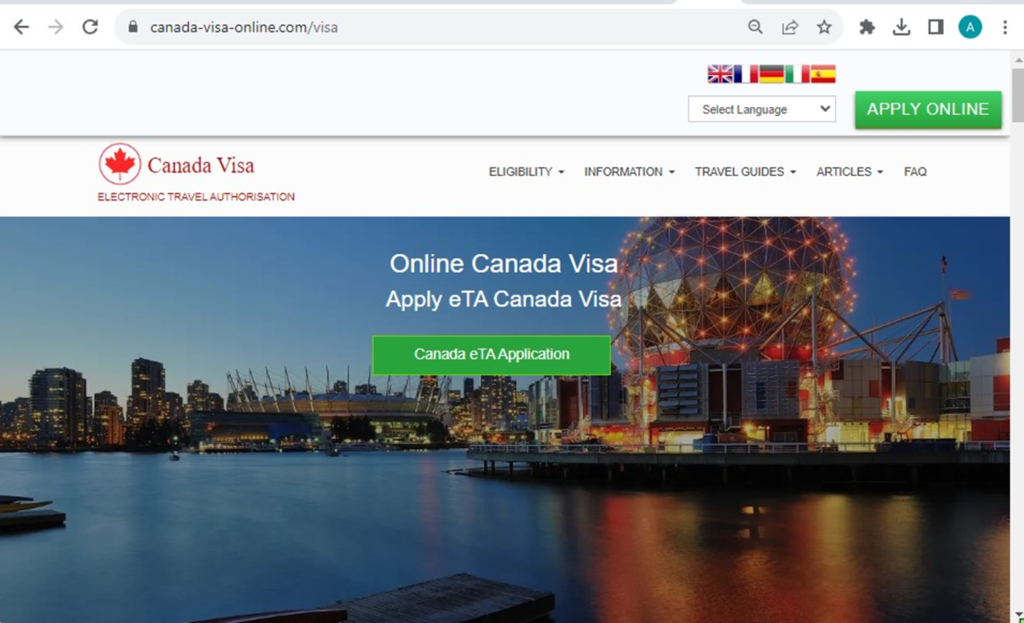 CANADA Government of Canada Electronic Travel Authority – Canada ETA – Online Canada Visa